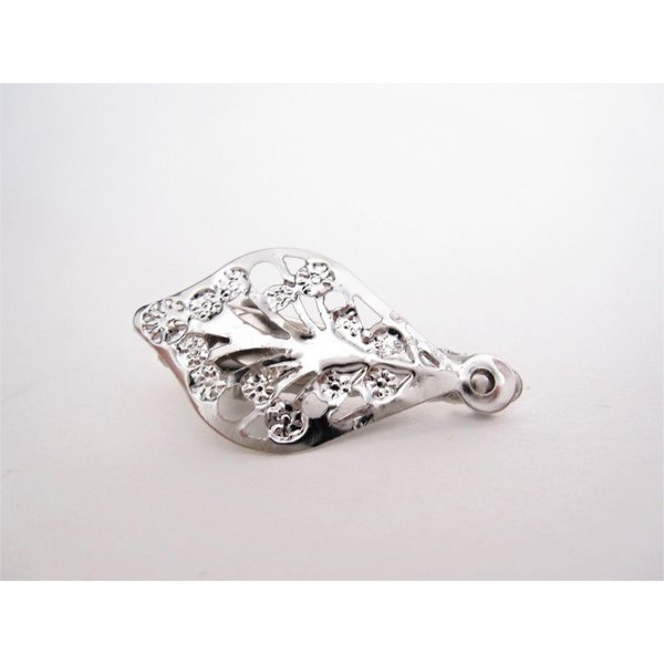 Small silver leaf alligator hair pin clip barrette for fine thin hair (Clip quantity: 2 clips)
