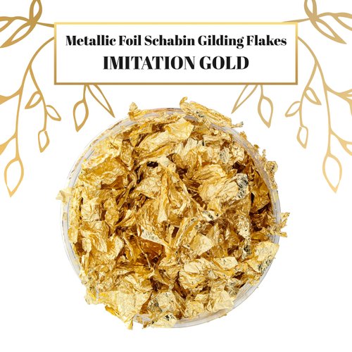 U.S. Art Supply Metallic Foil Schabin Gilding Gold Leaf Flakes - Imitation Gold in 10 Gram Bottle - Gild Picture Frames, Paintings, Furniture, Decorate Epoxy Resin, Nails, Jewelry, Slime