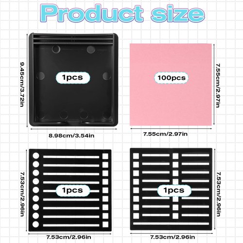 YBEATY Sticky Note Stencil Template Sticky Note Holder Reusable Self-Sticky Notes Pads Organizer Notes Dispenser for Home Office Precision Planning Organization to-Do Lists