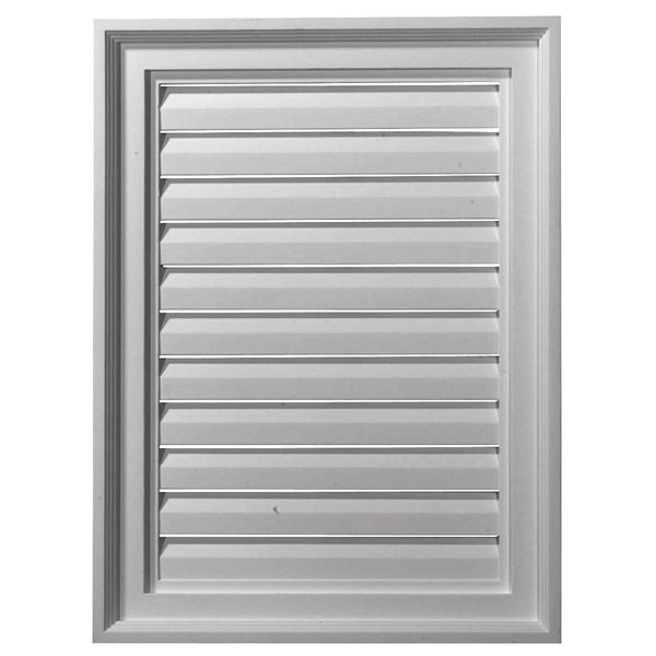 Ekena Millwork 18"W x 18"H Rectangle Urethane Gable Vent Louver, Functional