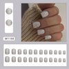 Glitter Press on Nails Square Short Fake Nails Full Cover Sparkly False Nails Acrylic Stick on Nails Reusable Shine Artificial Nails Glue on Nails for Women Nail Art Decorations 24Pcs