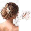 Unicra Rose Gold Rhinestone Bride Hair Comb Bridal Wedding Hair Piece Crystal Hair Accessories for Women and Girls (Rose Gold)