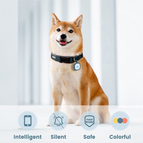 Pawaii Silent Silicone Dog ID Tag, Modifiable Pet Online Profile and Emergency Contacts, Scan QR for Instant Location Alerts, 1 Pack (Deep Sea Blue)