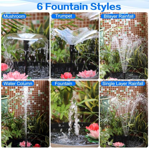 Plastic Fountain Nozzle 1/2, The Small Pool Sprayer Fountain Nozzle for Garden, Ponds, Tabletop Fish Ponds, 15 pcs of Set, 3 Fountain Shaped, Pool Aerator Nozzle, Black -S