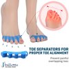 Ballotte Premium Grade Toe Spacers/Toe Separators | Toe Spacers for Feet - Toe Spreader/Foot Stretcher | Big Toe Straightener & Bunion Corrector for Men (Toe Seperators (Blue 6-Pack))