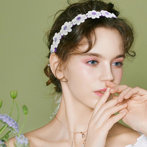 Totelux Flower Headband Purple Daisy Hair Bands Cute Embroidery Flowers Hair Accessories for Women Girls Birthday Wedding Party Supplies
