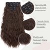 S-noilite 24" Clip in Hair Extensions 5PCS Loose Waves Wavy Hair Extensions Synthetic Thick Natural Hairpieces Double Weft Brown Hair Extensions Clip Ins for Women Full Head Long Hair Pieces,#04