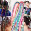 BASEMMAHER 50cs Colorful Hair Wrap String Braiding Hair Ties Hair Extensions Hair Rope Band Sturdy Rainbow String Gradient Color Braiding Yarn Strings for Women Girls Braids Hair Styling Accessories