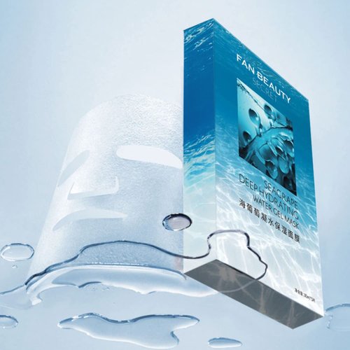 NEW Fan Beauty Secret Seagrape Deep Hydrating Water Facial Gel Mask, 1 Box of 5 Sheets, Moisturizing Anti Stress Facial Sheet Mask