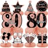 10 Pieces Rose Gold 80th Birthday Decoration 80th Birthday Centerpieces for Tables， Happy 80th Honeycomb Table Topper for Women,80th Birthday Table Sign Decor