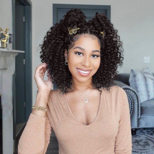 ToyoTree Deep Twist Crochet Hair - 10 Inch 8 Packs Light Brown Short Curly Deep Wave Crochet Hair, Synthetic Ocean Wave Braiding Hair Extensions (10 Inch,#4-8P)
