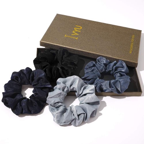 Silk Satin Scrunchies Women Hair Ties - Ivyu Big Scrunchy Ponytail Holder No Crease Hair Bands Soft Elastic No Hurt Your Hair for Vsco Girl Women Blue