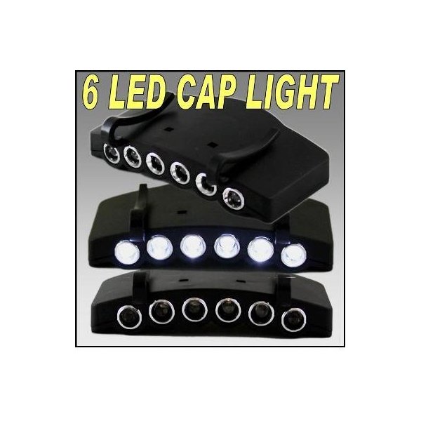 SET OF (3) 6 LED HANDS FREE CAP HAT LIGHT HUNTING FISH