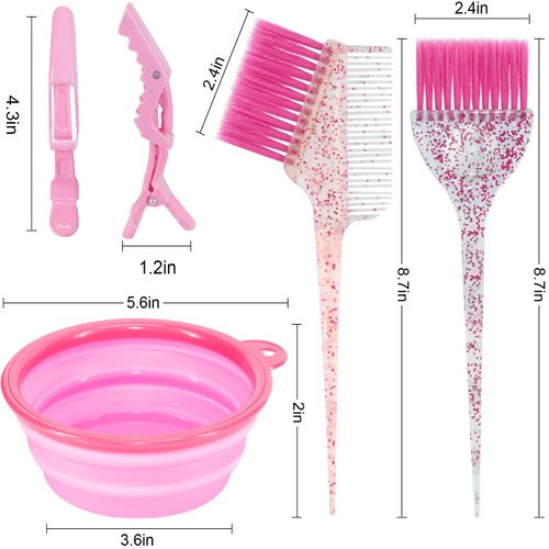 Asqraqo 11pcs Hair Coloring Dyeing Kit - Professional Salon Tools for DIY Mixing, Includes Hair Clips, Mixing Bowl, Dye Color Brush, Earmuffs - Perfect for Bleaching and Hair Dye