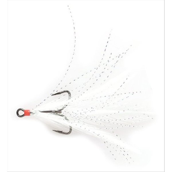 Mustad Ultra Point Dressed Triple Grip Treble Hook (Pack of 2), Black Nickel Hook/White Grizzly Feathers, Size 6
