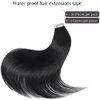 Rinboool Tape in Hair Extensions, Real Natural Remy Human Hair, Seamless Straight Pu Skin Weft, 18 Inch 40 Gram 20 Pieces, Jet Black