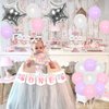 First Trip Around The Sun Birthday Decorations, Girls’ Pink Space One High Chair Banner & Cake Toppers, Galaxy Happy Birthday Garland and Moon Star Foil Balloons for 1st Birthday Party Supplies