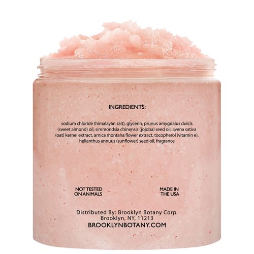 Brooklyn Botany Himalayan Salt Body Scrub - Moisturizing and Exfoliating Body, Face, Hand, Foot Scrub - Fights Stretch Marks, Fine Lines, Wrinkles - Great Gifts for Women & Men - 10 oz