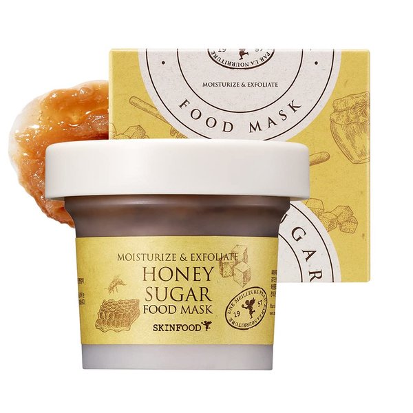 SKINFOOD Mask Honey Sugar 120g - Facial Pore Cleanser, Nourishing & Firming Skin Exfoliator - Wash Off Face Masks w/Melting Sugar for Healthy and Smooth Skin- Shower-Proof Texture (4.23 oz)