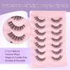 Lashes False Eyelashes Natural Cat Eye Lashes 14mm Wispy Eyelashes with Thin Memory Band Volume False Lashes Soft Strip Lashes Pack C Curl Natural Eyelashes Fake Lashes 7 Pair EVENTILL