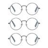 EYE ZOOM 3 Pack Metal Frame Round Reading Glasses with Spring Hinge (Gunmetal, +1.75 Strength)