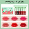 6 Colors Watermelon Lip Tint Stain Set, Korean Velvet Watery Lip Tint Moisturizing Mini Liquid Lip Gloss Lipstick, Multi-Use Lip and Cheek Tint, Long-Lasting, Vivid Color, Lightweight, High Pigment