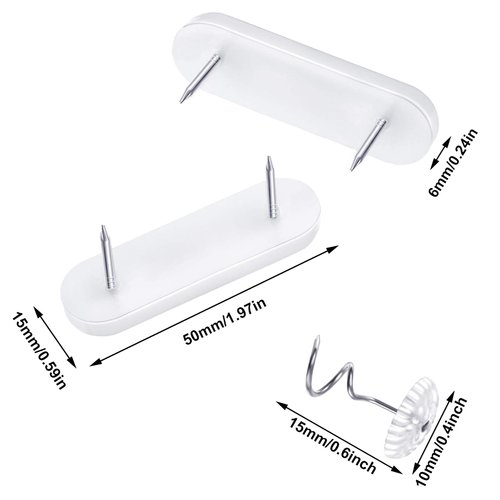 Jetec 40 Pieces Plastic Bed Skirt Pins Holding Head Double Pins White Furniture Chair Leg Pins Glide Nails Holding Pins Clear Heads Twist Pins for Slipcovers and Bed Skirts