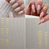 Gold Nail Art Stickers Metallic Line Nail Decals 3D Self-Adhesive Gold Silver Curve Stripe Wave Nail Design Luxury French Tip Manicure Nail Art Supplies for Women Acrylic Nails Decoration 8 Sheets