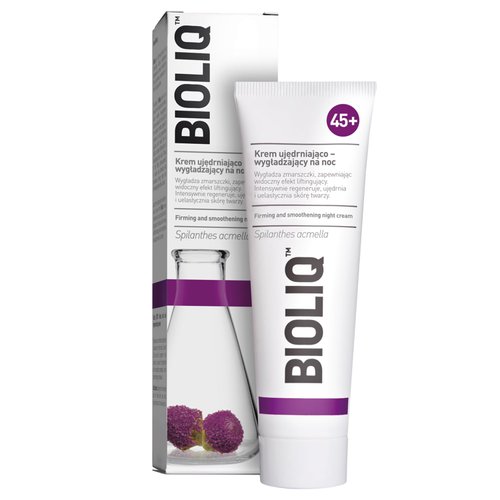 Bioliq 45+ Firming and Smoothing Night Cream - Intensive Regeneration, Wrinkle Smoothing & Lifting Effect With Spilanthes Acmella Extract, Hyaluronic Acid, Tetrapeptide Complex Visible Firming - 50ml