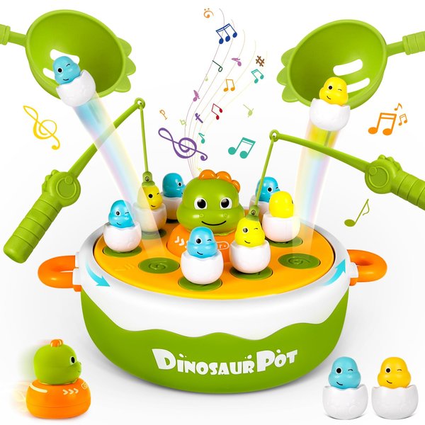 BruinBang Dinosaur Pop Up Board Games, 4-in-1 Magnetic Fishing Games Set, Dinosaur Operation Game for Toddlers Ages 3+ Birthday