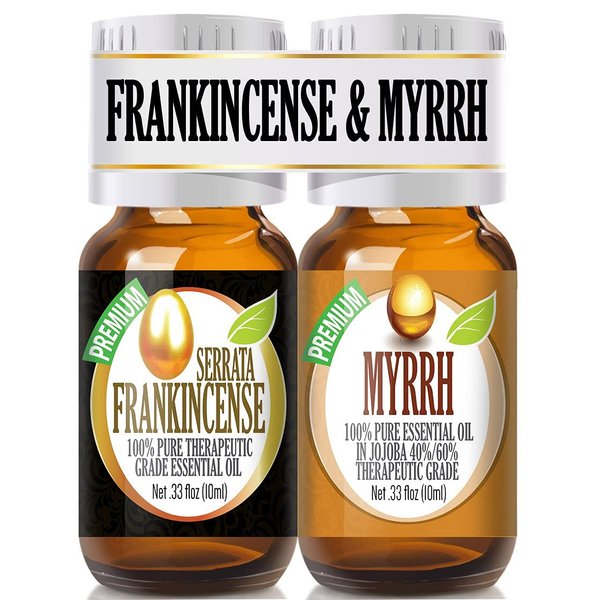 Healing Solutions Frankincense and Myrrh Essential Oil Combo Pack, Therapeutic Grade Essential Oil - 2/10ml - Myrrh Essential Oil Organic - Frankincense and Myrrh Essential Oil Organic
