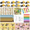 122 Pcs Construction Party Favors, Excavator Goodie Bags Stuffers -Coloring Books, Tattoo Stickers, DIY Stickers, Stampers, Cars, Crayons,Stickers & xcavate Fun with Engineering-Birthday Party Gift