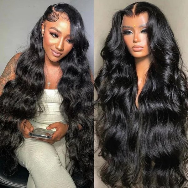 Muzkala 30 Inch 13x6 Body Wave Lace Front Wigs Human Hair Pre Plucked with Baby Hair 180% Density Glueless Frontal Wig for Black Women HD Transparent Lace Front Wigs with Natural Hairline