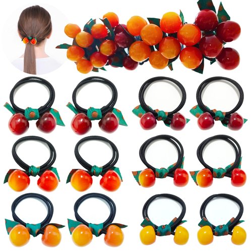 Elastic Thick Hair Rings, Girls Elastic Hair Ties,Cherry Hair Ties, Hair Elastic Ponytail Holders, Hair Rope, Hair Accessories
