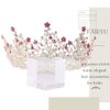 Fairyu Pearl Wedding Tiaras and Crown Bride Pink Flower Tiaras Baroque Wedding Tiara Hair Accessories for Women and Girls