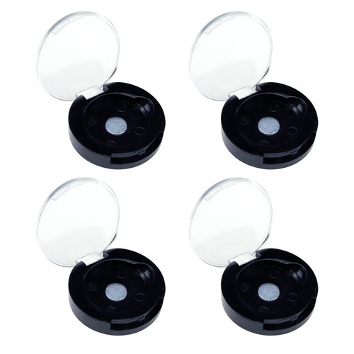 Coshar 4 Pack Empty Eyeshadow Holder Case Round Magnetic Makeup Eyeshadow Lipstick Palette Container For Travel Sample DIY - Black