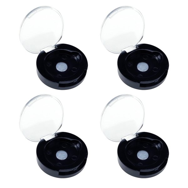 Coshar 4 Pack Empty Eyeshadow Holder Case Round Magnetic Makeup Eyeshadow Lipstick Palette Container For Travel Sample DIY - Black