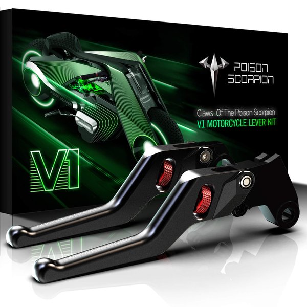 POISON SCORPION Black Motorcycle Brake Clutch Levers Wheel Adjustable Short Compatible with GSXR 600 GSXR600 97-03 | GSXR 750 GSXR750 96-03 | GSXR 1000 GSXR1000 01-04 | GSR600 06-11 | GSR750 11-16