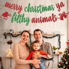 Red Glitter Merry Christmas Ya Filthy Animals Banner, Merry Christmas/Feliz Navidad, Christmas Holiday New Year Party Decorations Supplies