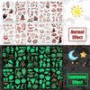 100 Styles Halloween Luminous Temporary Tattoos,10 Sheets Glow in the Dark Halloween Tattoos for Kids,Waterproof Fake Face Tattos Stickers for Party Favors,Trick or Treat Goodie Bags Fillers (Red)