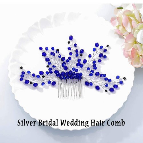 Yokawe Bridal Wedding Hair Comb Silver Crystal Bride Side Combs Beaded Hair Accessories for Women and Girls
