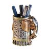 ornerx Resin Pencil Holder 4.5" Desk Organizer Vintage Lucky Elephant Head