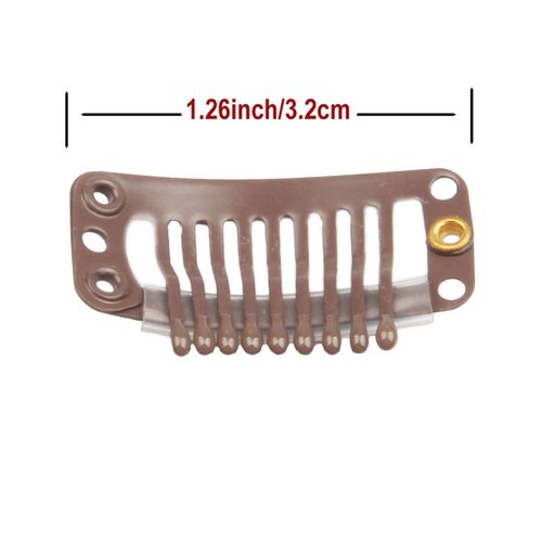 30pcs 9 Teeth Stainless Steel Snap Comb Wig Clips, Hair Extension Clips, Wig Accessories Clip with 30 Assorted Sewing Needles and 2 Rolls Thread (Light Brown)