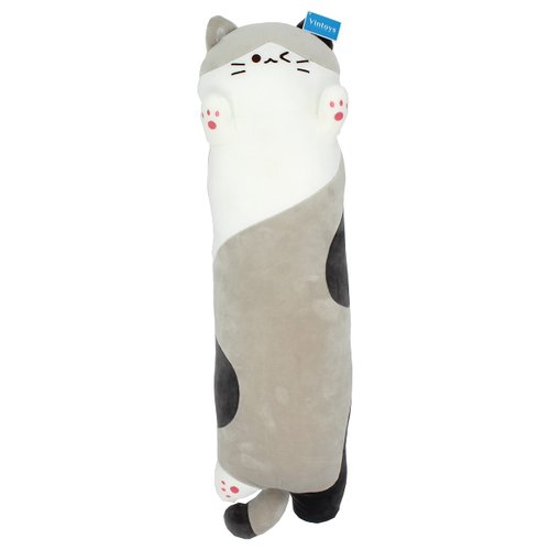 Vintoys Very Soft Cat Long Hugging Pillow Plush Kitten Kitty Stuffed Animals Gray 26"