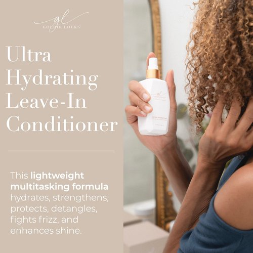 Goldie Locks Ultra Hydrating Leave-In Conditioner | Strengthens Hair & Detangles Unruly Hair | Gives All Day Hydration & UV Protection | Extension & Hair Color Safe, 5.1 Fl Oz