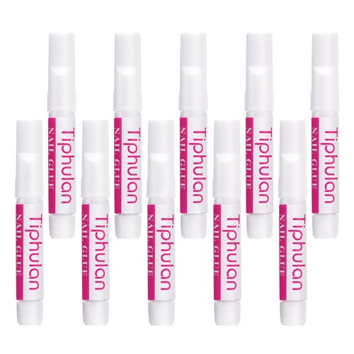 TIPHULAN 10Pcs 20ml Professional Nail Glue for Press On Nails, Nail Tips, Acrylic Nails - Super Strong, Quick-Drying & Long-Lasting, Easy to Open