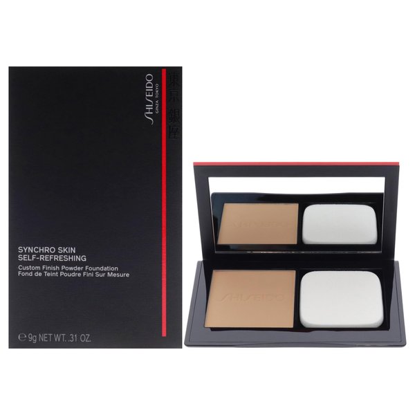 Shiseido Synchro Skin Self-Refreshing Custom Finish Powder Foundation, Sand 250-24-Hour Sheer-to-Medium Buildable Coverage with Shine Control - Smudge Proof & Non-Comedogenic