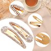 WLLHYF 2Pcs Rhinestone Hair Clips Metal Snap Hairpins Bling Crystal Hair Barrettes Glitter French Barrettes Duckbill Hair Pin Hair Decorative Party Hair Accessories for Women Girls (Gold)