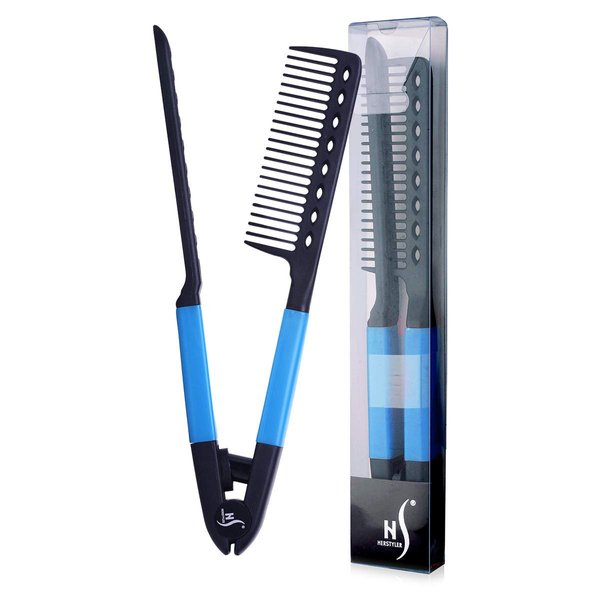 Herstyler Styling Comb For Hair - Straightener Comb For Great Tresses - Straightening Comb With A Grip - Flat Iron Comb For Knotty Hair - Hair Comb For Unkempt Hair (Blue)