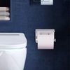 VAEHOLD Self Adhesive Toilet Paper Holder with Phone Shelf SUS304 Stainless Steel Wall Mounted Toilet Paper Roll Holder - Rustproof and Bathroom Washroom Tissue Roll Holder with Storage Shelf - Silver
